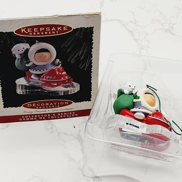 Hallmark Keepsake Ornament Frosty Friends Eskimo Sleigh 1995 Collectors Vintage - Picture 3 of 6